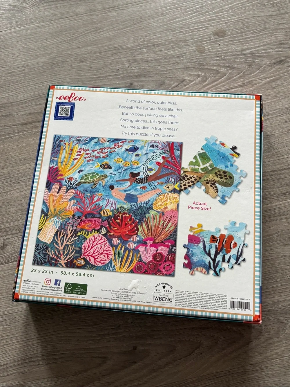Coral Reef 1000-Piece Jigsaw Puzzle — Eeboo - Picture 3 of 3